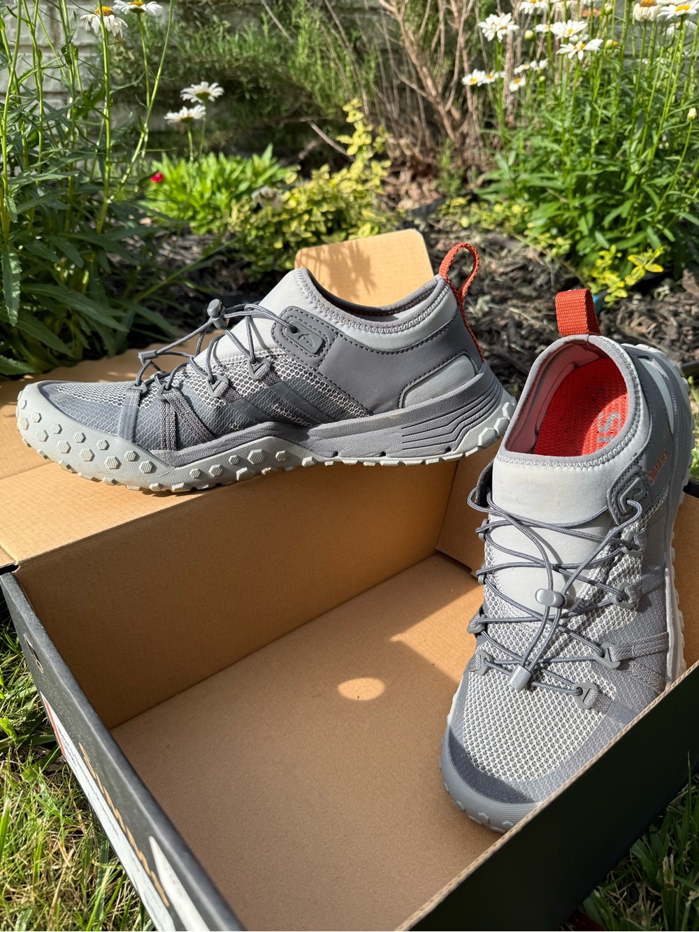 Simms Gray Trail Sneakers with Orange Liner